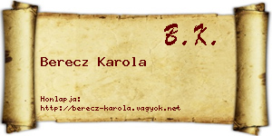 Berecz Karola névjegykártya